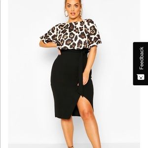 Boohoo Pencil Skirt Leopard Print Dress Size US24